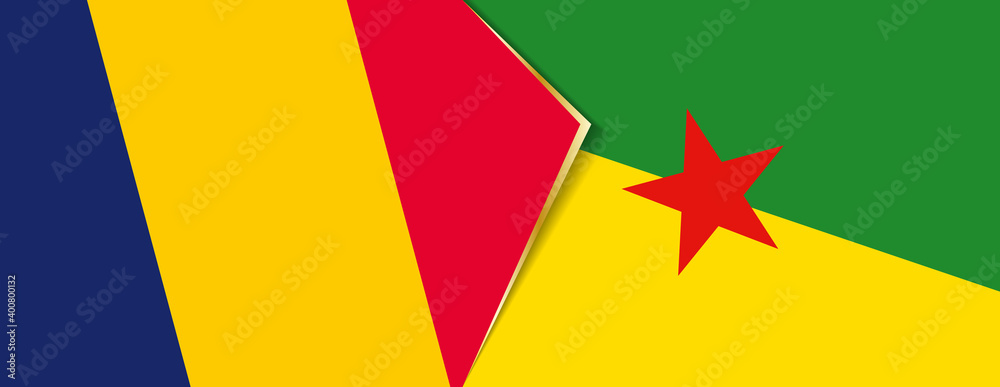 Chad and French Guiana flags, two vector flags. Chad and French Guiana flags, two vector flags.