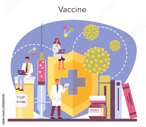 Virologist concept. Scientist studies viruses and bacteria.