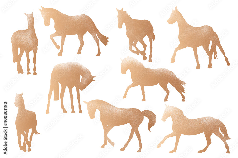Race horses silhouettes. Clip art set on white background Race horses silhouettes. Clip art set on white background