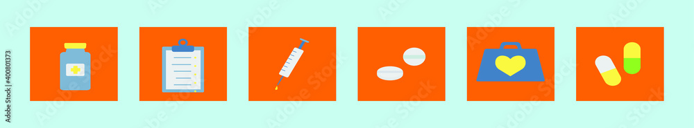 set of medical cartoon icon design template with various models. vector illustration isolated on blue background set of medical cartoon icon design template with various models. vector illustration isolated on blue background