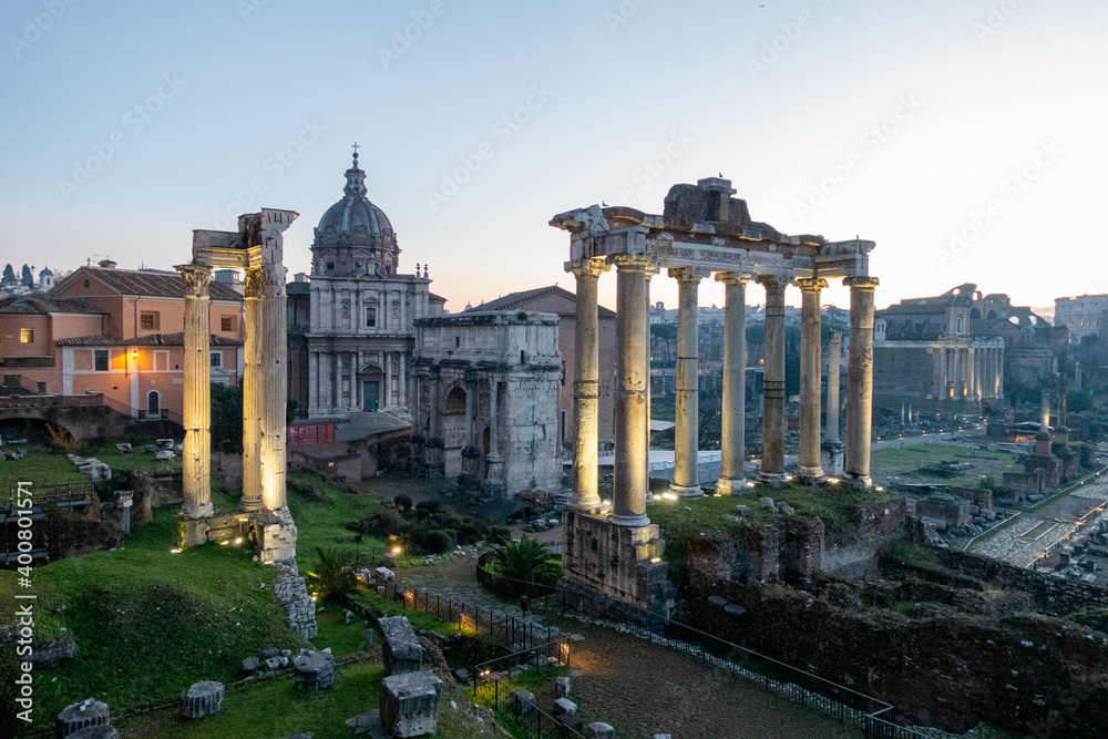 Forum Romanum ancient ruins in Rome Italy