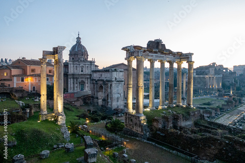 Forum Romanum ancient ruins in Rome Italy