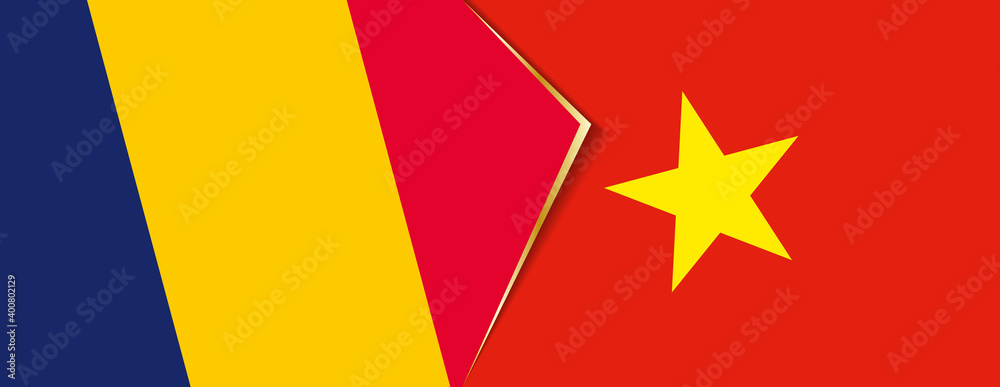 Chad and Vietnam flags, two vector flags. Chad and Vietnam flags, two vector flags.