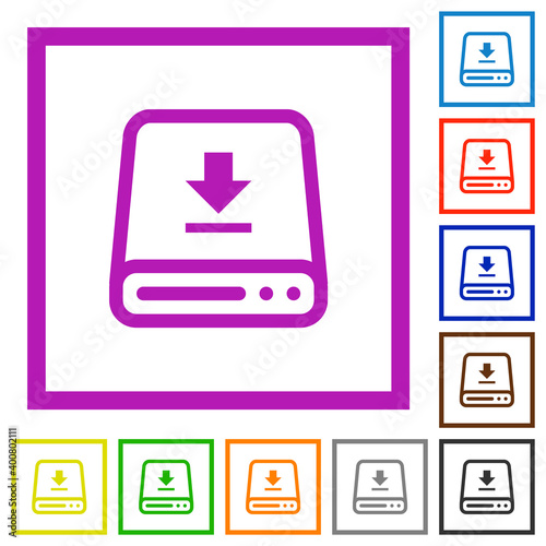 Download to hard drive flat framed icons