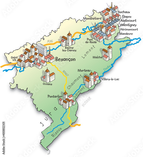 25 Carte du département du Doubs photo