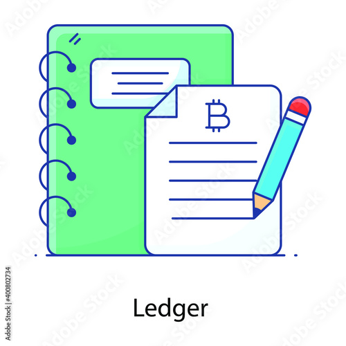 
Bitcoin principal book, filled outline vector of ledger
