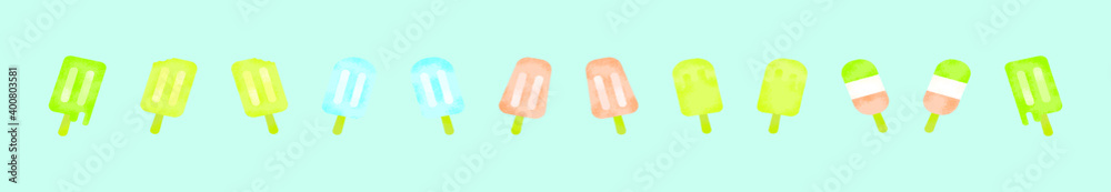 set of ice cream cartoon icon design template with various models. vector illustration isolated on blue background set of ice cream cartoon icon design template with various models. vector illustration isolated on blue background