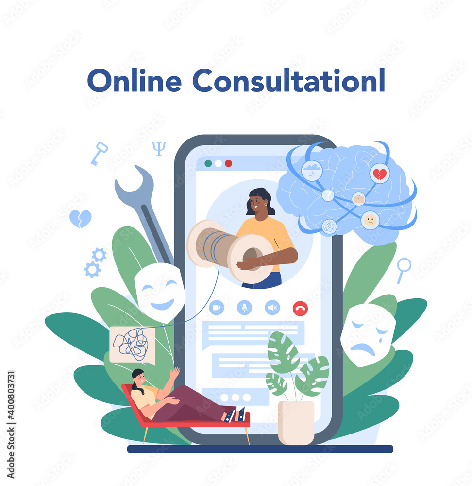 Fototapeta premium Psychiatrist online service or platform. Mental health diagnostic.