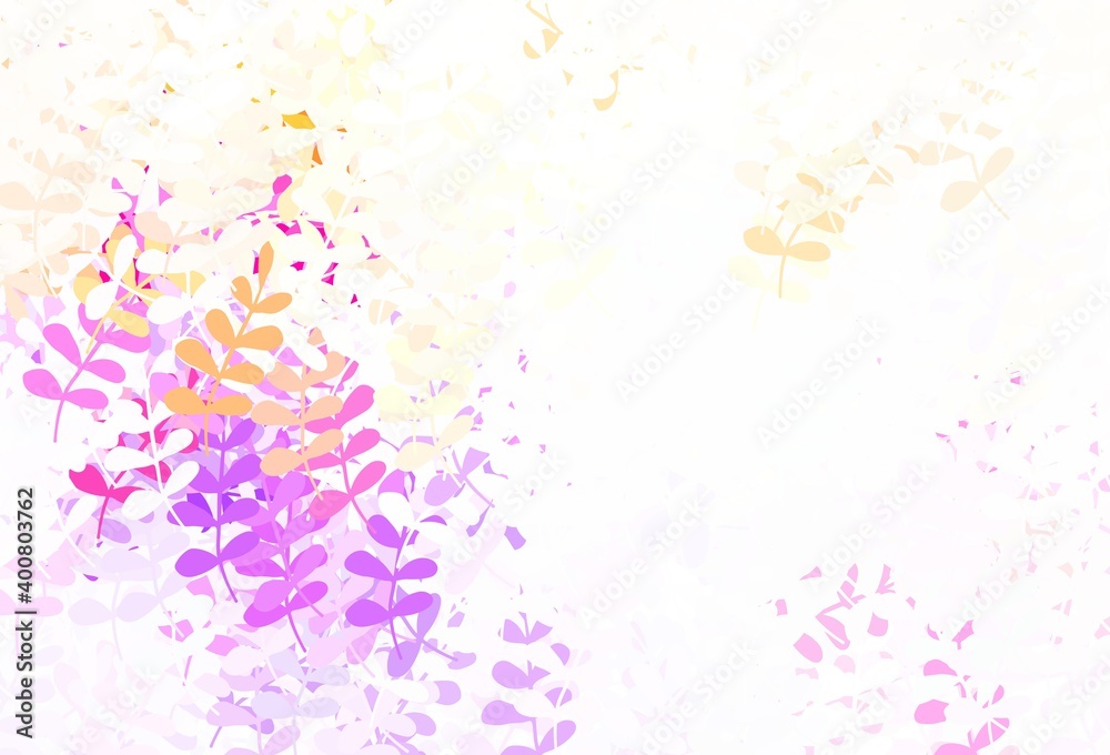 Light Pink, Yellow vector abstract design with leaves.