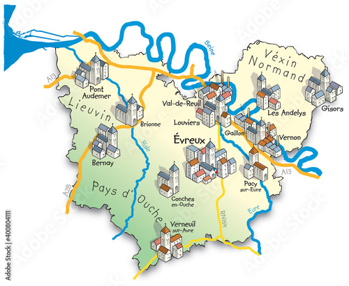 27 Carte du département de l'Eure