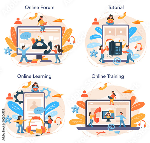 Call center online service or platform set. Idea of customer service