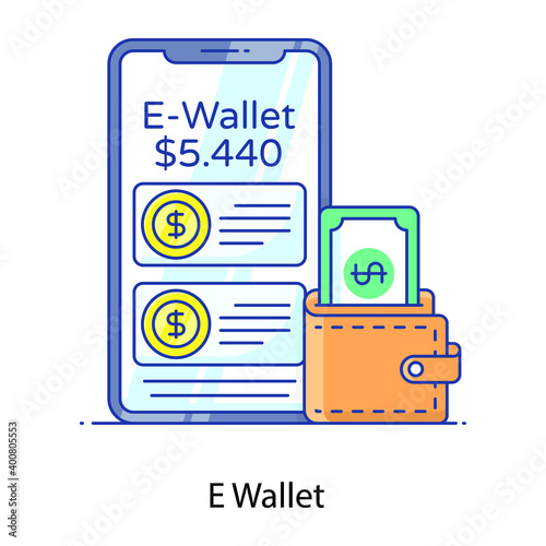 
E wallet, digital currency filled vector 
