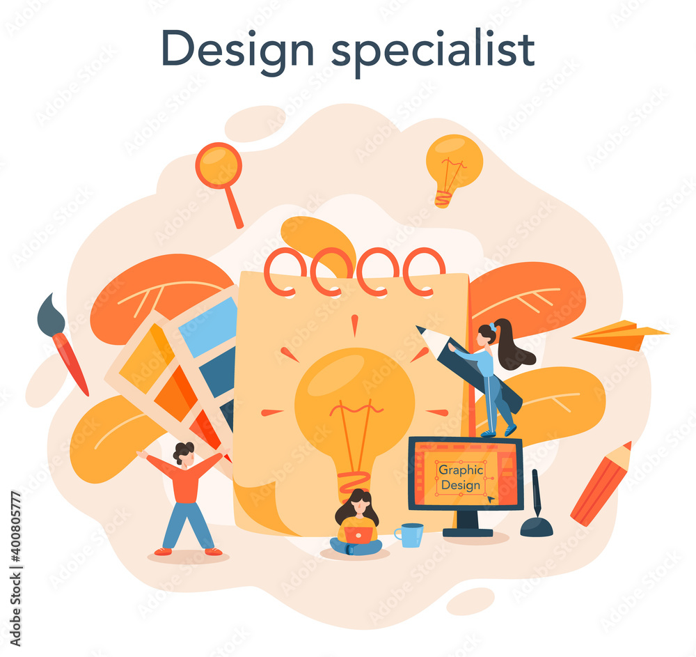 Graphic designer or digital illustrator concept. Picture on the device
