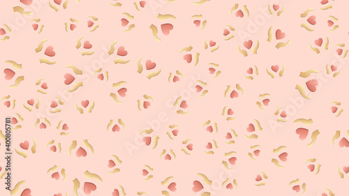 Endless seamless pattern of beautiful festive love joyful tender hearts in hands on a beige background.  illustration