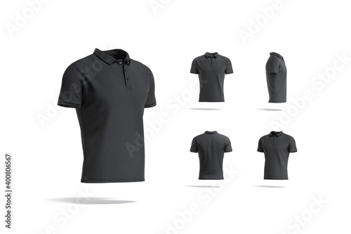 Blank black polo shirt mock up, different views photo