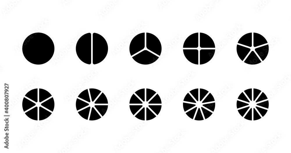 Circle chart section segments set vector diagram segments pie template