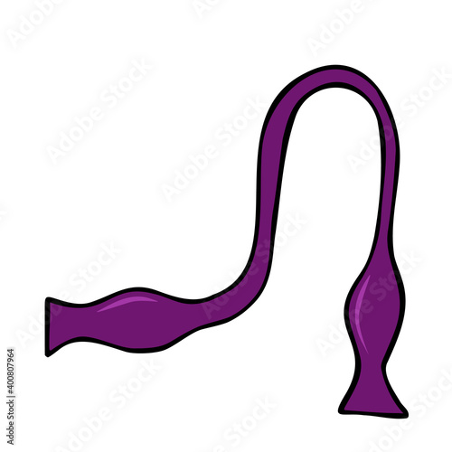 Classic bow tie, untied. Drawn color illustration lilac. Cartoon doodle.
