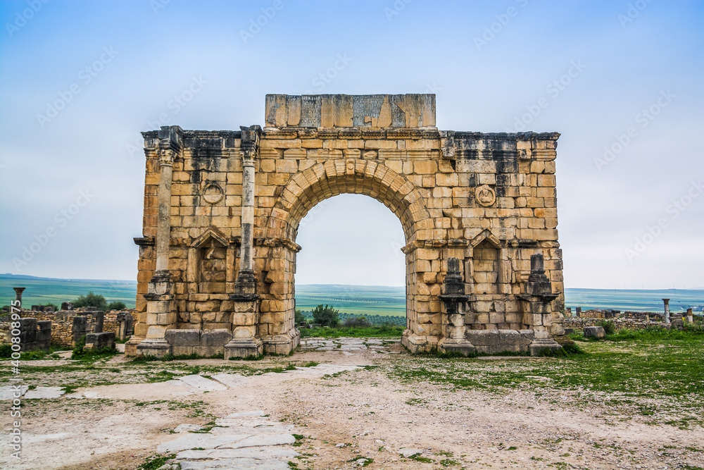 Old roman city of Volubilis near Moulay Idriss and Meknes