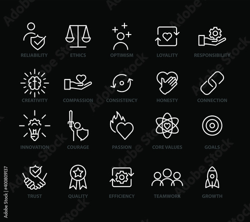 Set Of Core Values icons , vector