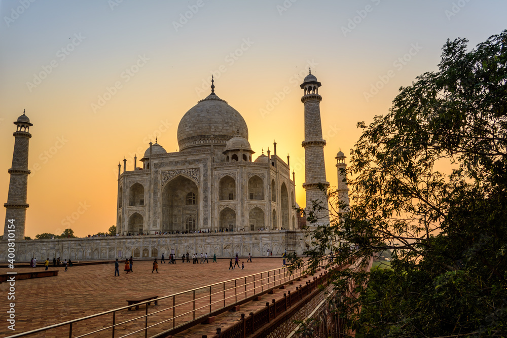 Taj Mahal at sunset in Agra, India
