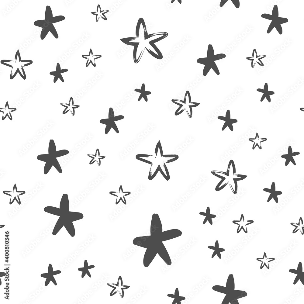 Obraz premium Hand drawn stars seamless texture pattern. Star doodles.