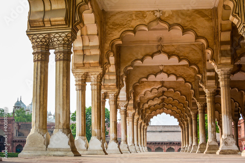 Agra Red Fort, a Unesco World Heritage site, and one of the busiest tourist hotspot nearby Taj Mahal in the Agra, Uttar Pradesh, India.