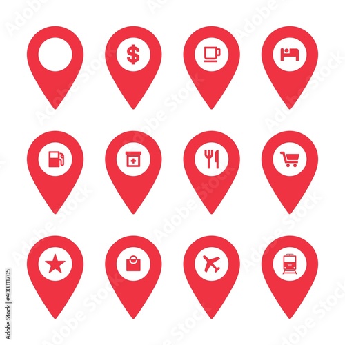 Collection of location pin icon vector illustration. Pin maps collection.