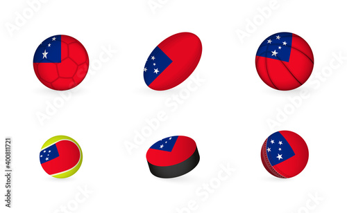 Sports equipment with flag of Samoa. Sports icon set. Free Download Sports equipment with flag of Samoa. Sports icon set. - GFXLoad