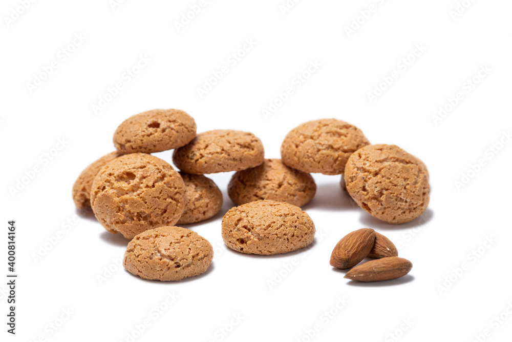 Almond amaretti: famous Italian biscuit isolated on white background Almond amaretti: famous Italian biscuit isolated on white background