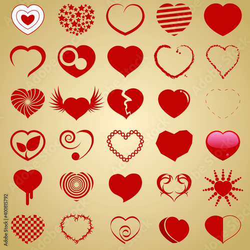 Vector illustration. Heart vector shape love icon.heart set isolated abstract graphic collection symbol.	