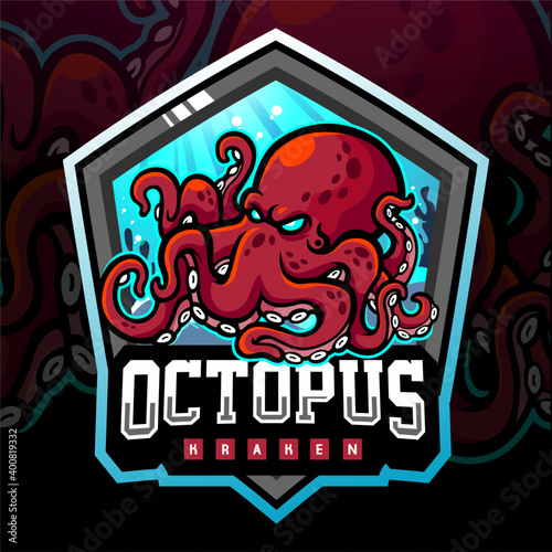 Octopus kraken mascot. esport logo design