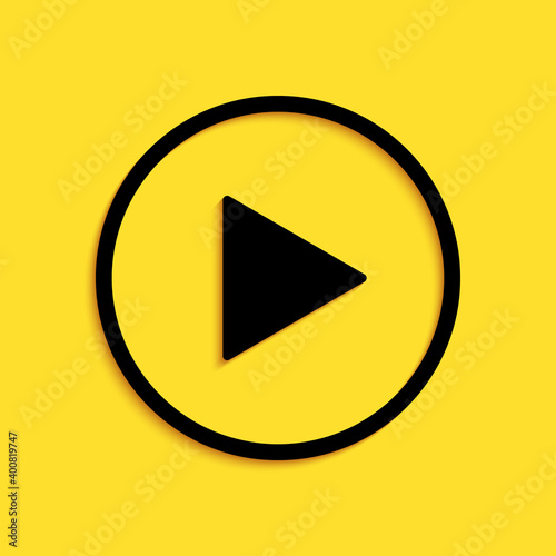 Black Play icon isolated on yellow background. Long shadow style. Vector. Free Download Black Play icon isolated on yellow background. Long shadow style. Vector. - GFXLoad