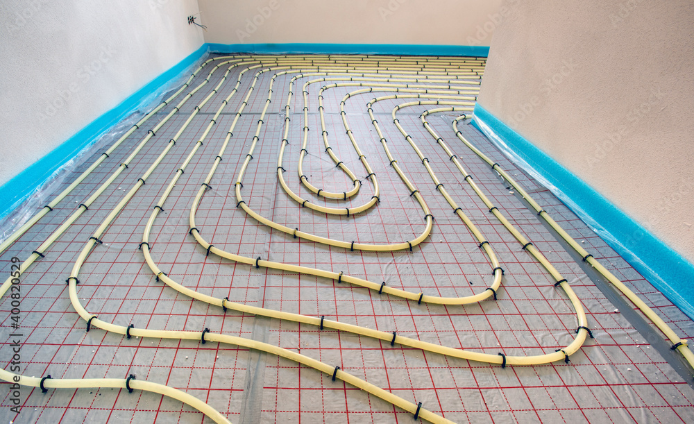 underfloor heating in construction of new residential house