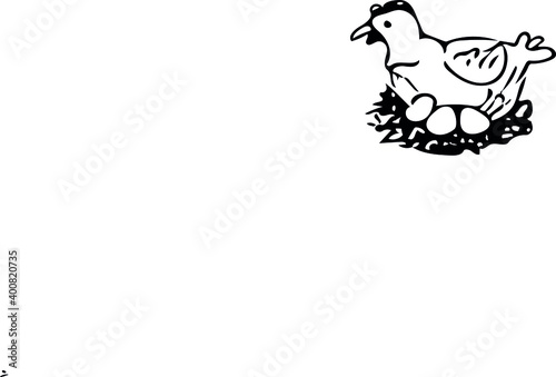 illustration of chicken on eggs