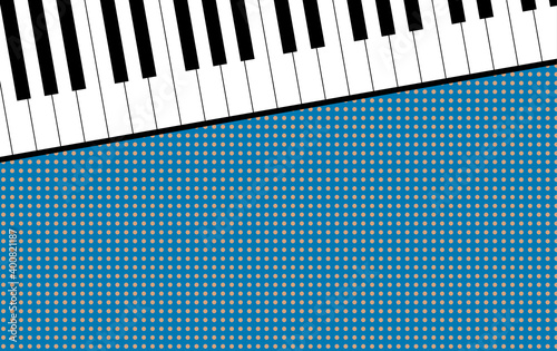 The piano keyboard. Classical musical instrument. View from above. Background template with place for text. Vector illustration.