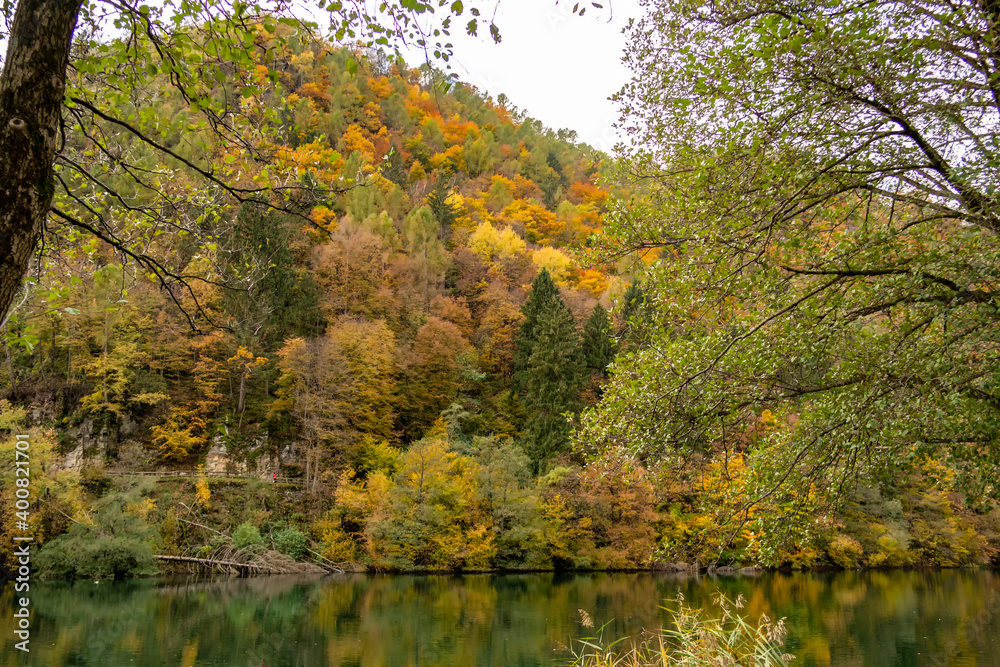 Autumn landscape on the Levico lake, Trentino Alto Adige - Italy