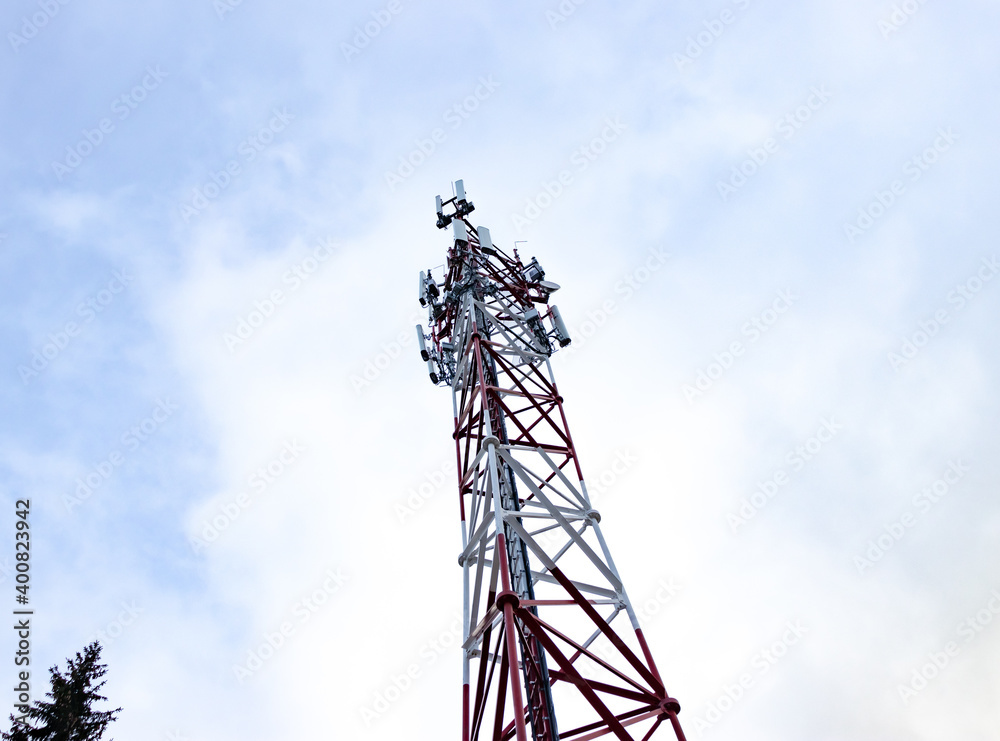 telecommunication tower with antennas telecommunication tower with antennas