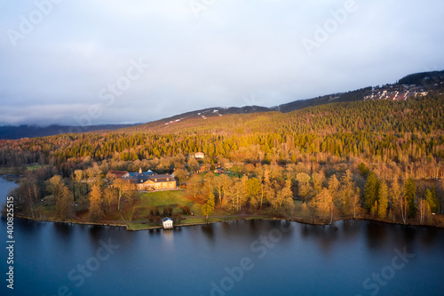 Drone shot of the nature around Bogstad  Oslo  Norway. 