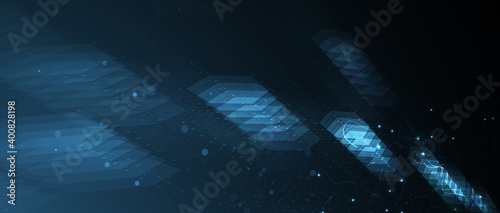 Quantum processing. Deep learning artificial intelligence. Future new technology  for business or science presentation
