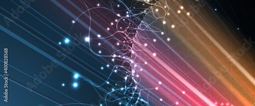 Quantum processing. Deep learning artificial intelligence. Future new technology  for business or science presentation