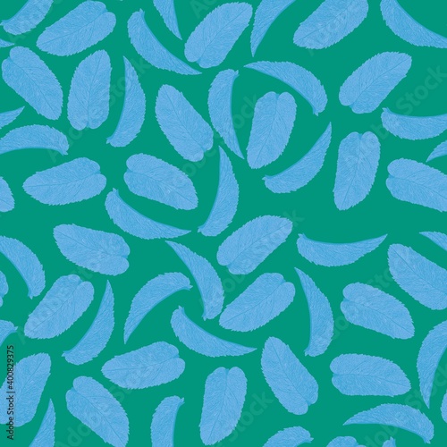  colored pattern of mint leaves.