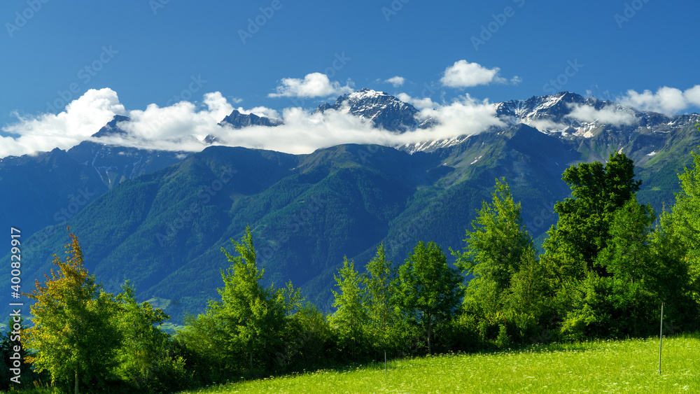 Mountain landscape in the Venosta valley at summer