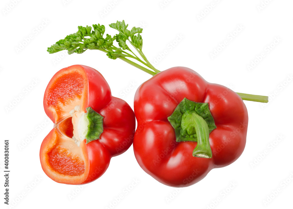 Bulgarian red pepper on a white background