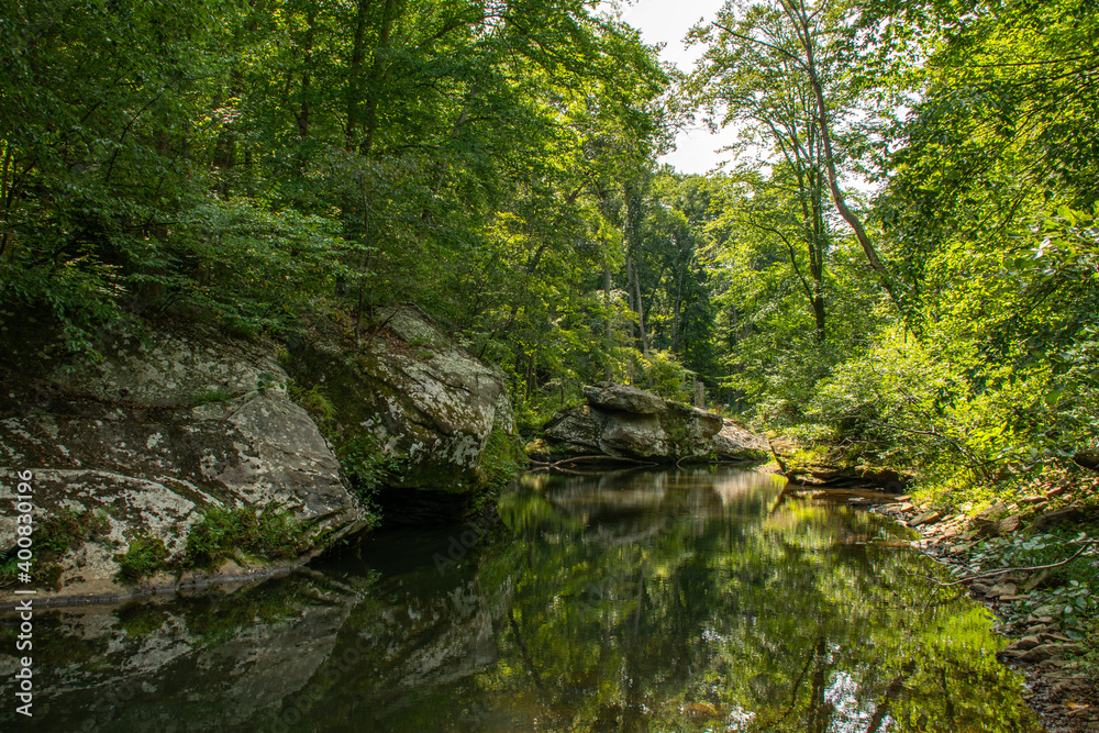 rock formations along the creek in the Bell Smith Springs area of the Shawnee National Forest in southern Illinois.