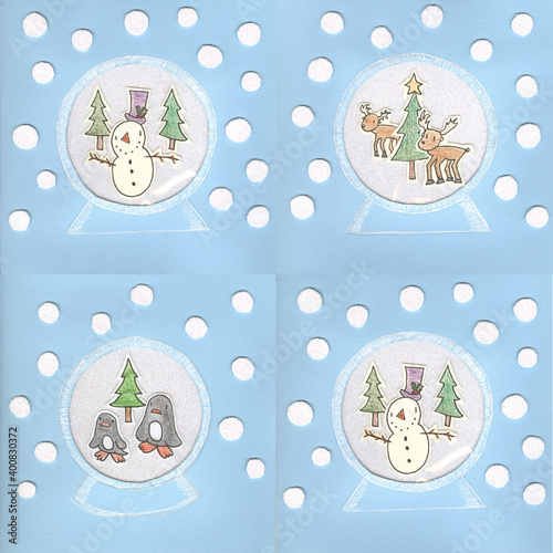 Christmas decorations in a glass ball