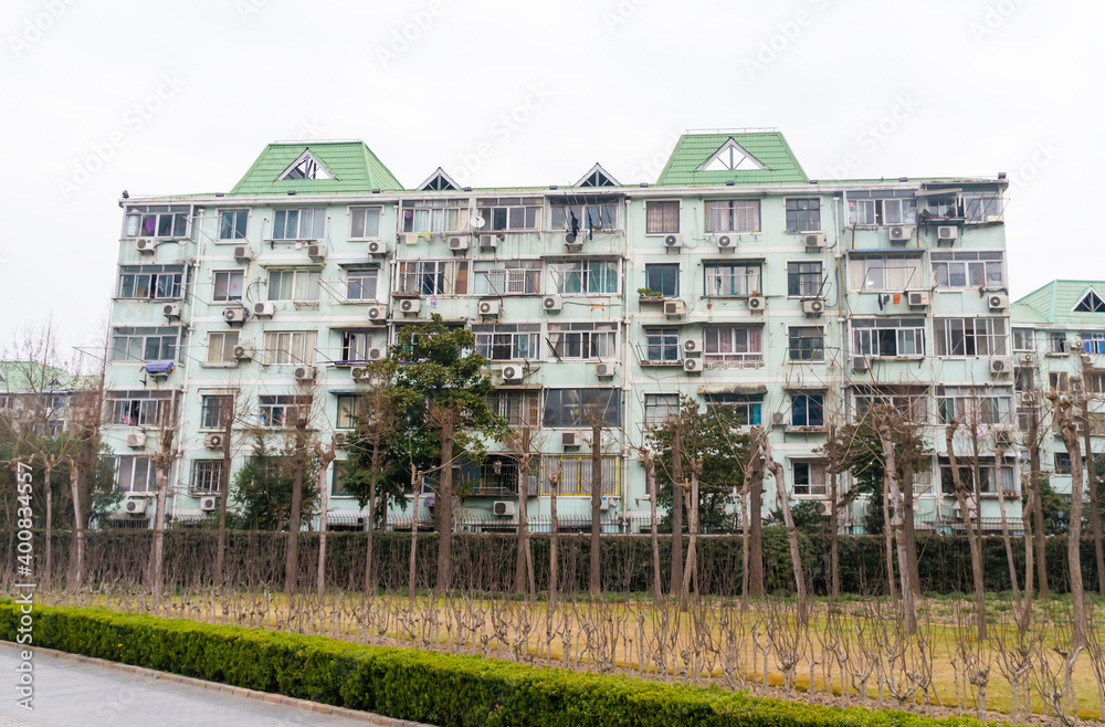 Apartment building in an outskirt of Shanghai, China