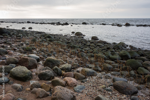City Tuja, Latvia.Beach with stones and sand.Travel photo. © ynos