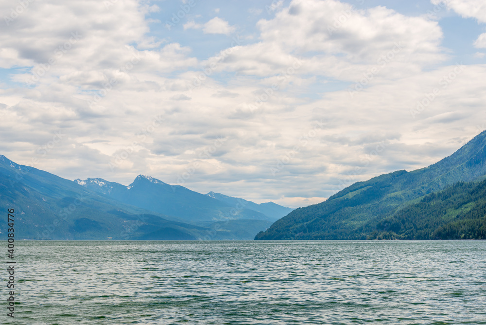 View at Mountain Lake with Blue Sky in British Columbia, Canada. View at Mountain Lake with Blue Sky in British Columbia, Canada.