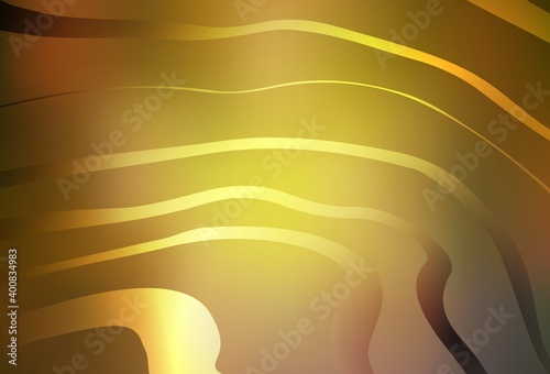 Dark Green, Yellow vector texture with curved lines.