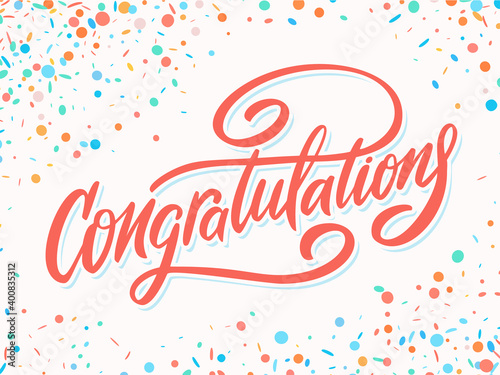 Congratulations. Greeting card. Vector lettering.